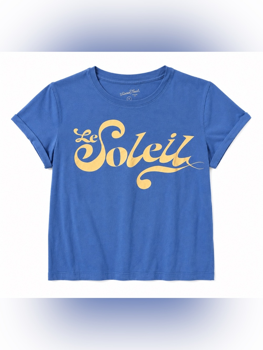 Universal Thread Le Soleil Graphic T-Shirt Blue Gold Size S